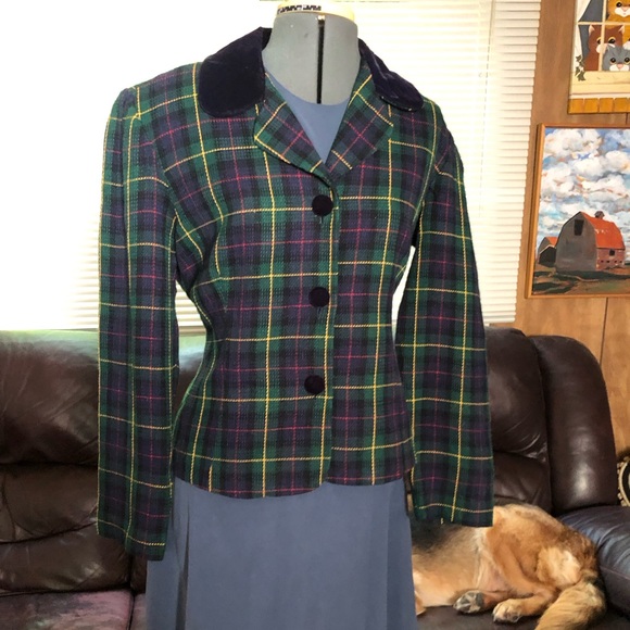 John Roberts Vintage Plaid Blazer - Picture 1 of 13